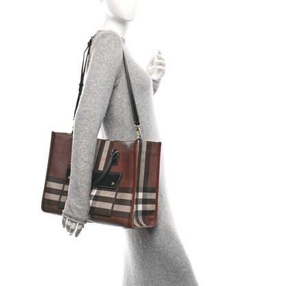 Burberry E-Canvas Check Calfskin Medium Freya Tote Dark Birch Brown 3 of 11