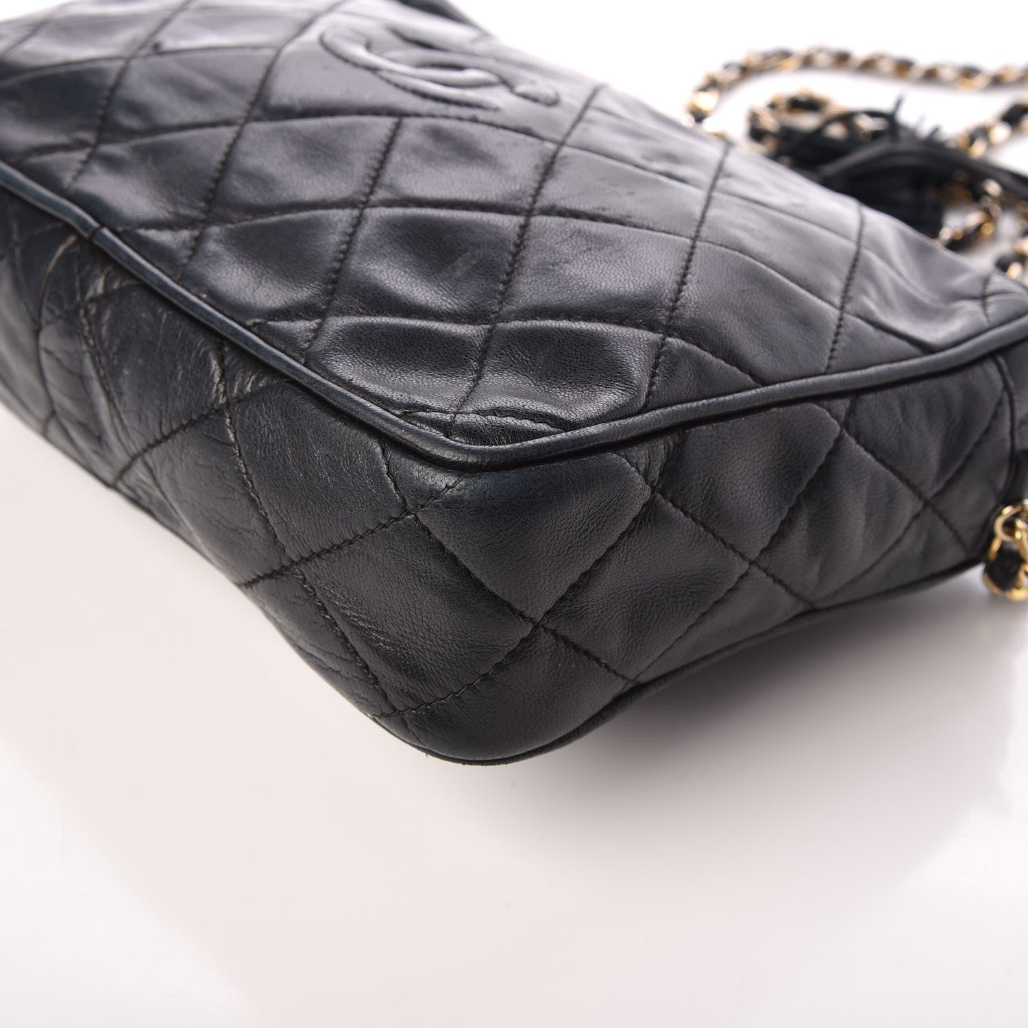 Chanel Lambskin Quilted CC Camera Case Navy 11 of 14
