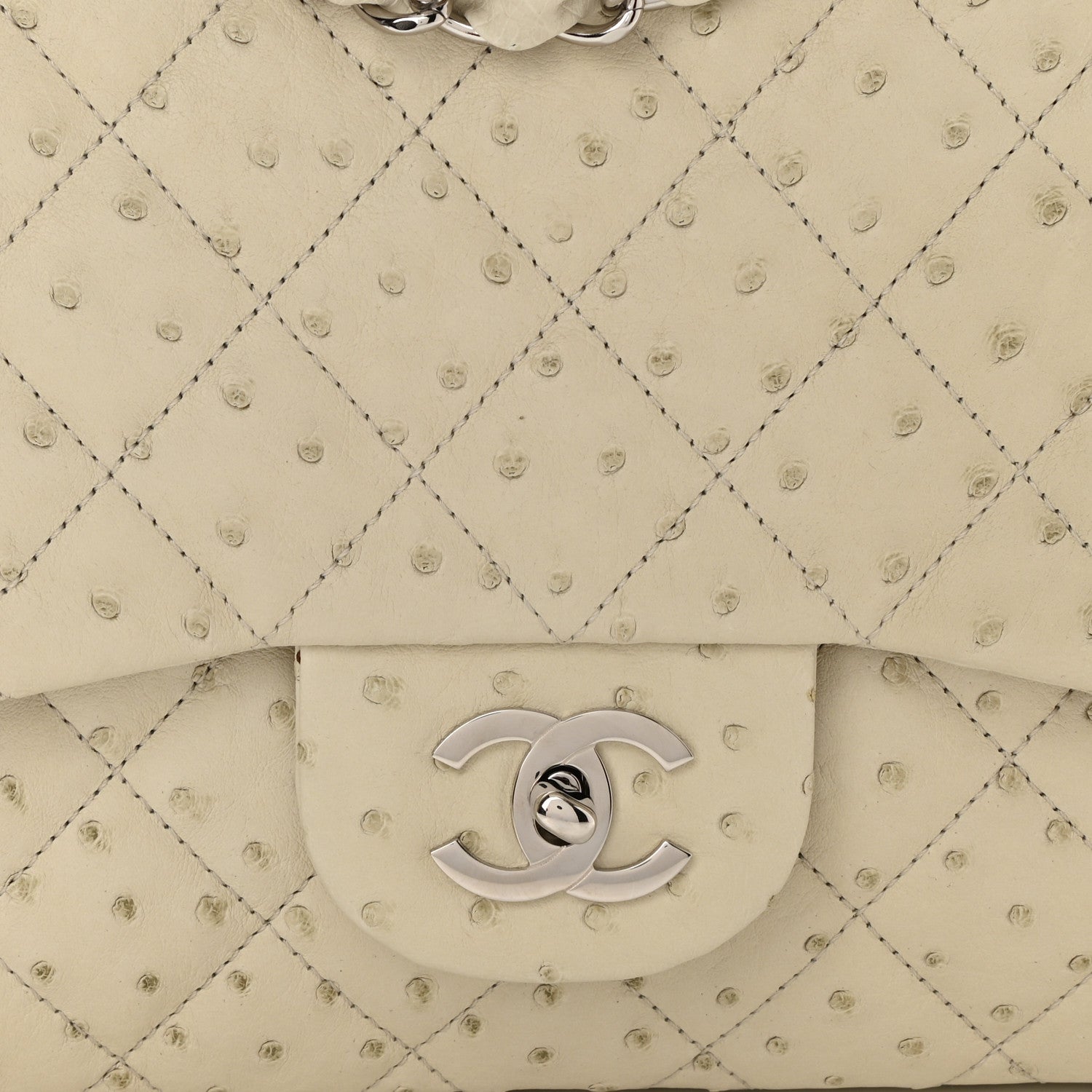 Chanel Ostrich Jumbo Single Flap Light Beige 8 of 10