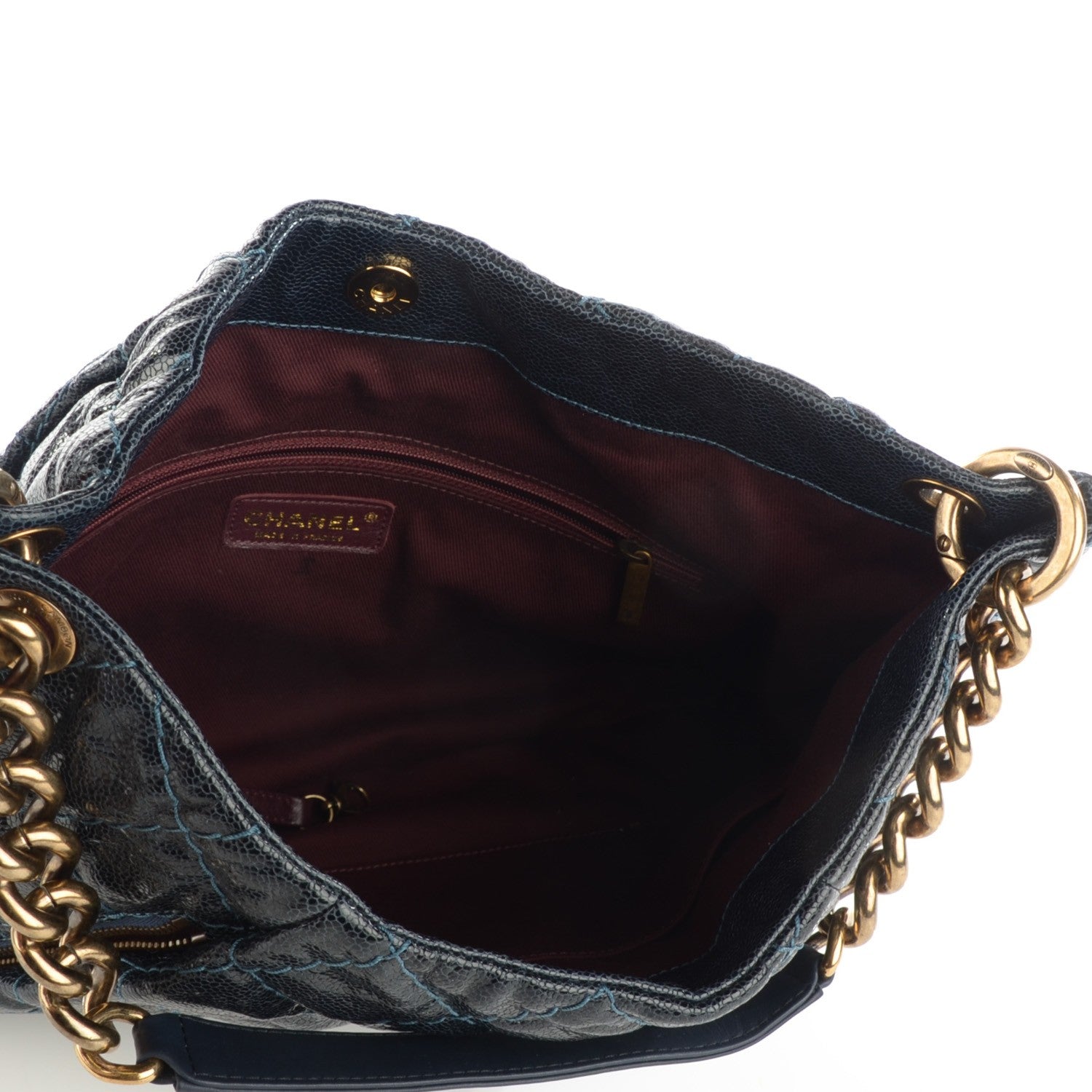 Chanel Crumpled Grained Calfskin Coco Pleats Hobo Dark Blue 5 of 7