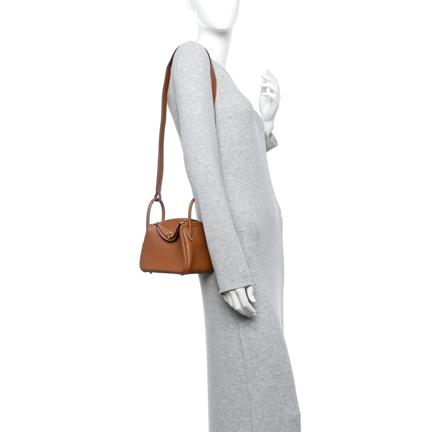 Hermes Taurillon Clemence Mini Lindy 20 Gold 2 of 11