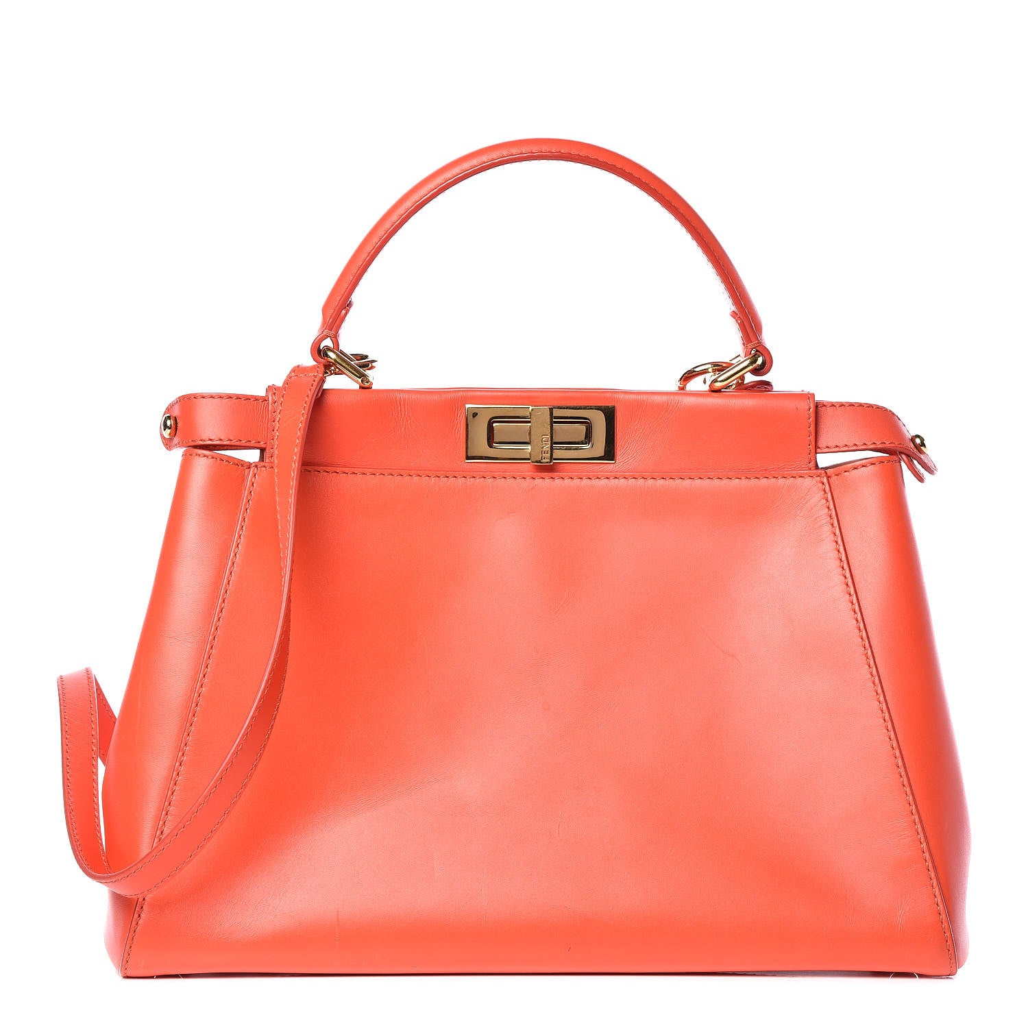 Fendi Vitello Morgan Shiny Nappa Medium Peekaboo Iconic Satchel Papavero 1 of 16