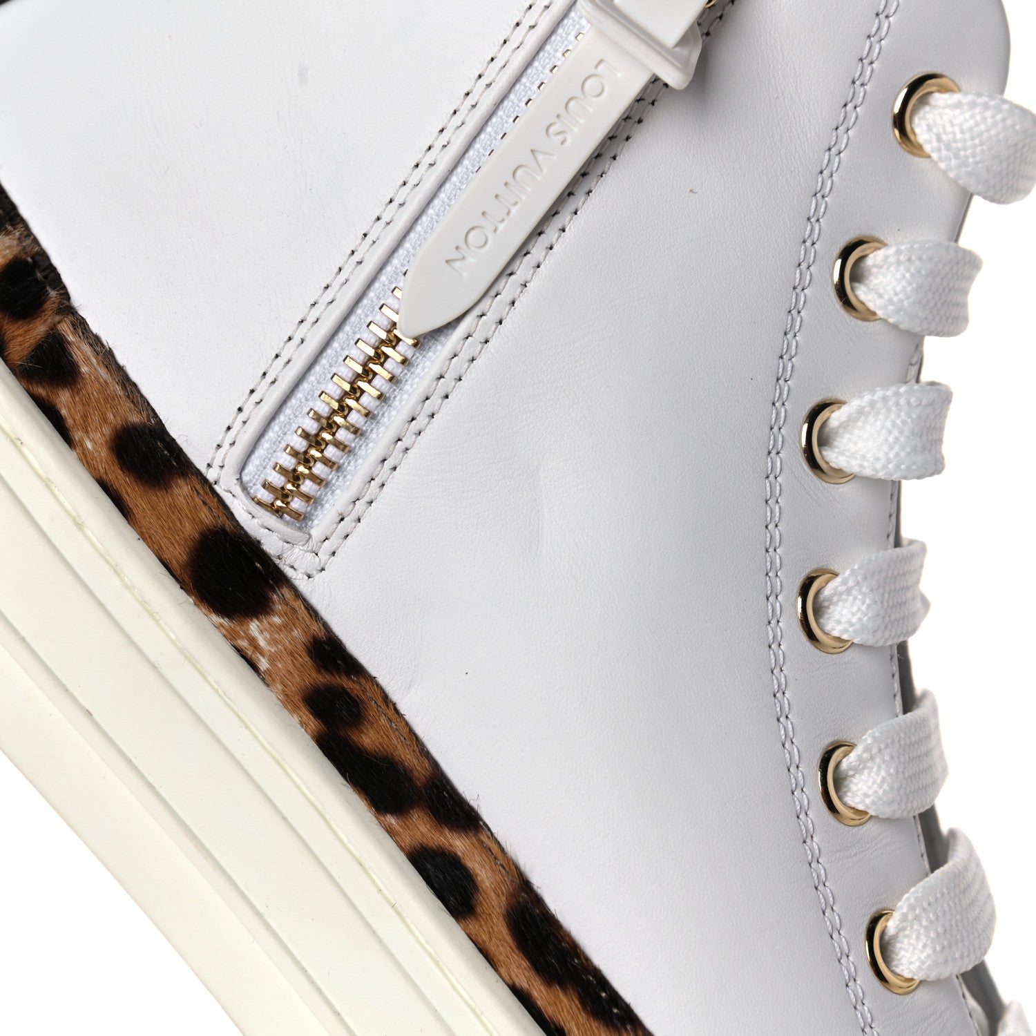 Louis Vuitton Pony Hair Leopard Calfskin Monogram Giant Stellar Sneaker Boots 38 White 8 of 9