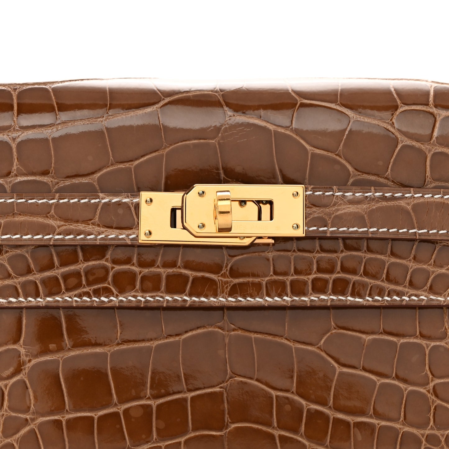 Shiny Alligator Kelly Longue Wallet Ficelle