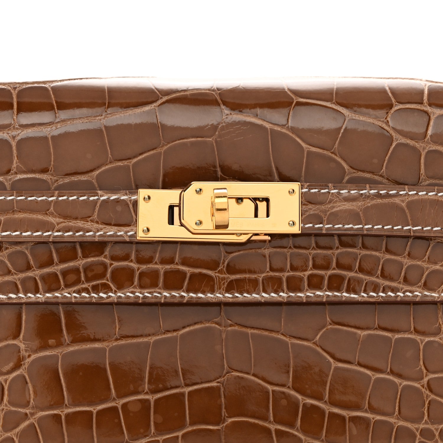 Hermes Shiny Alligator Kelly Longue Wallet Ficelle 8 of 12