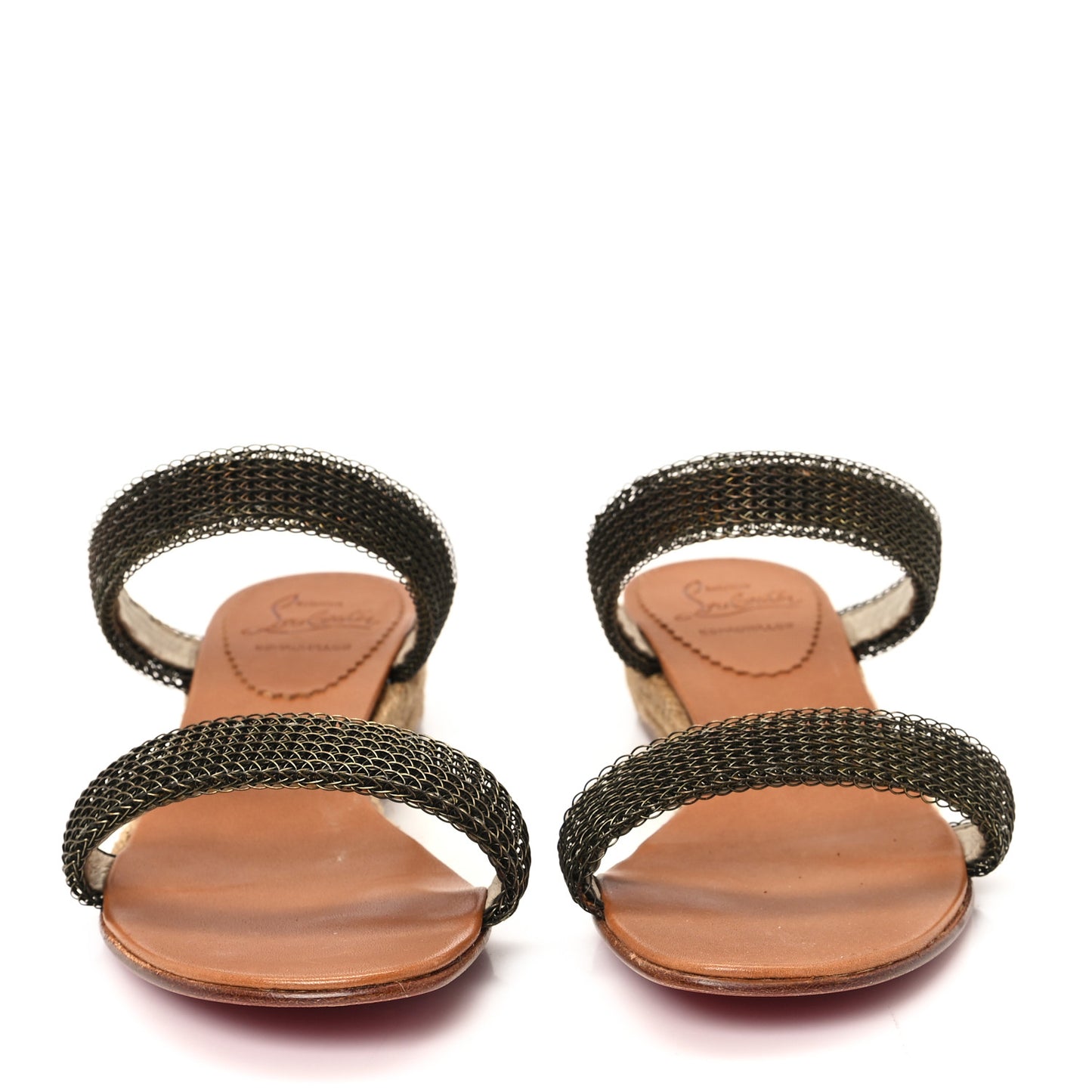 Rope Cadena Flat Chain Sandals 37 Gold Beige