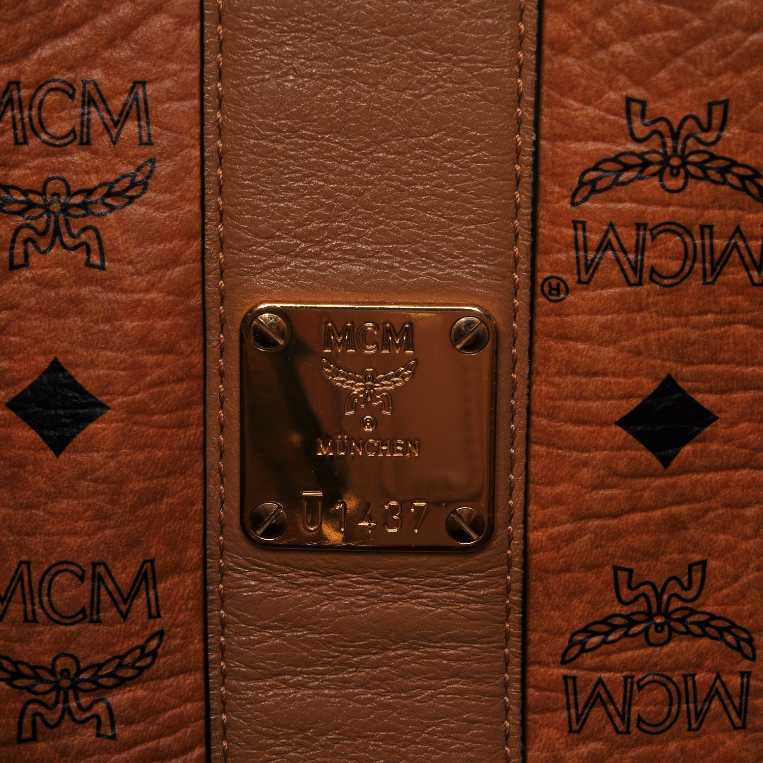 MCM Visetos Medium Liz Reversible Shopper Tote Cognac 10 of 15