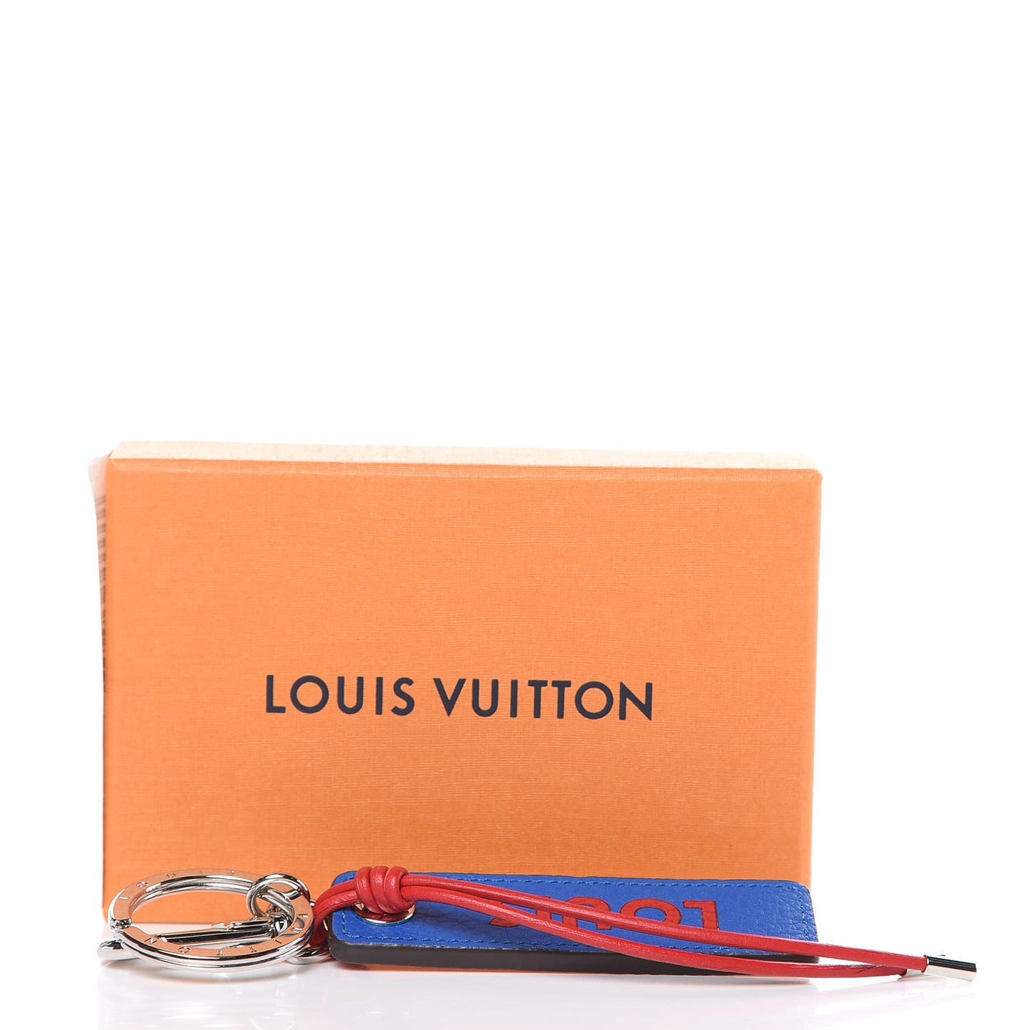 Taurillon Logo Tab Bag Charm Key Holder Blue