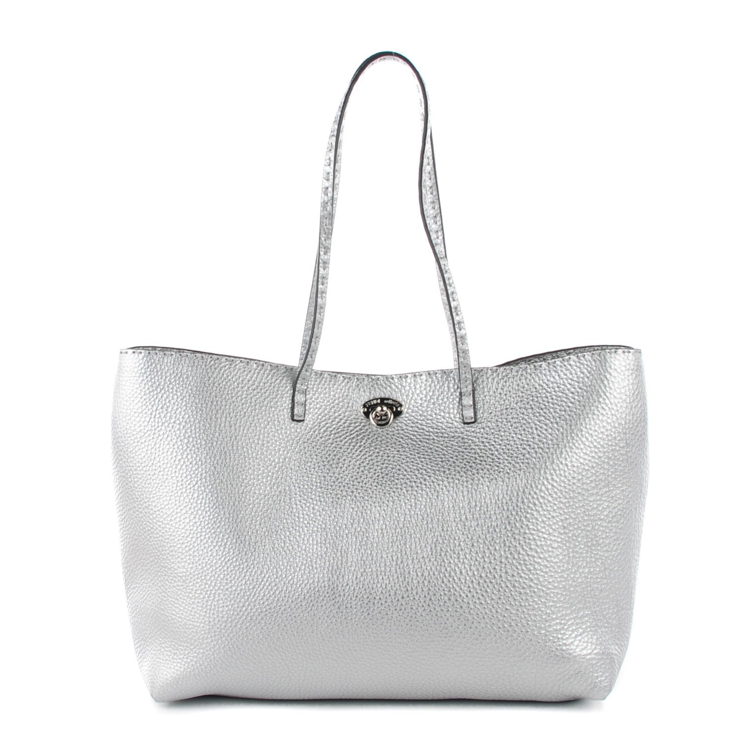 Fendi Cuoio Romano Lux Selleria Carla Shopping Tote Argento 1 of 9