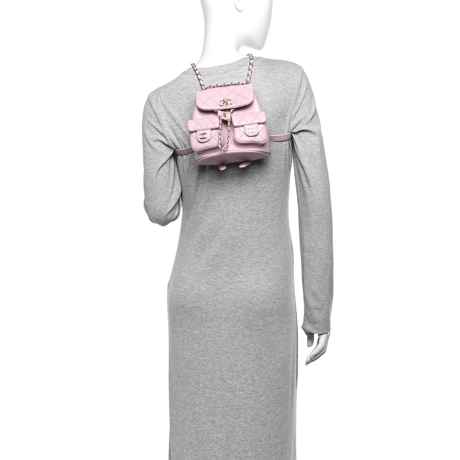 Chanel Shiny Caviar Quilted Small Duma Pockets Drawstring Backpack Pink 2 of 11