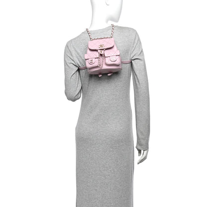 Chanel Shiny Caviar Quilted Small Duma Pockets Drawstring Backpack Pink 2 of 11