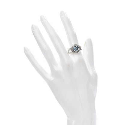 David Yurman Sterling Silver Diamond Blue Topaz 8mm Petite Cerise Ring 52 6 2 of 5