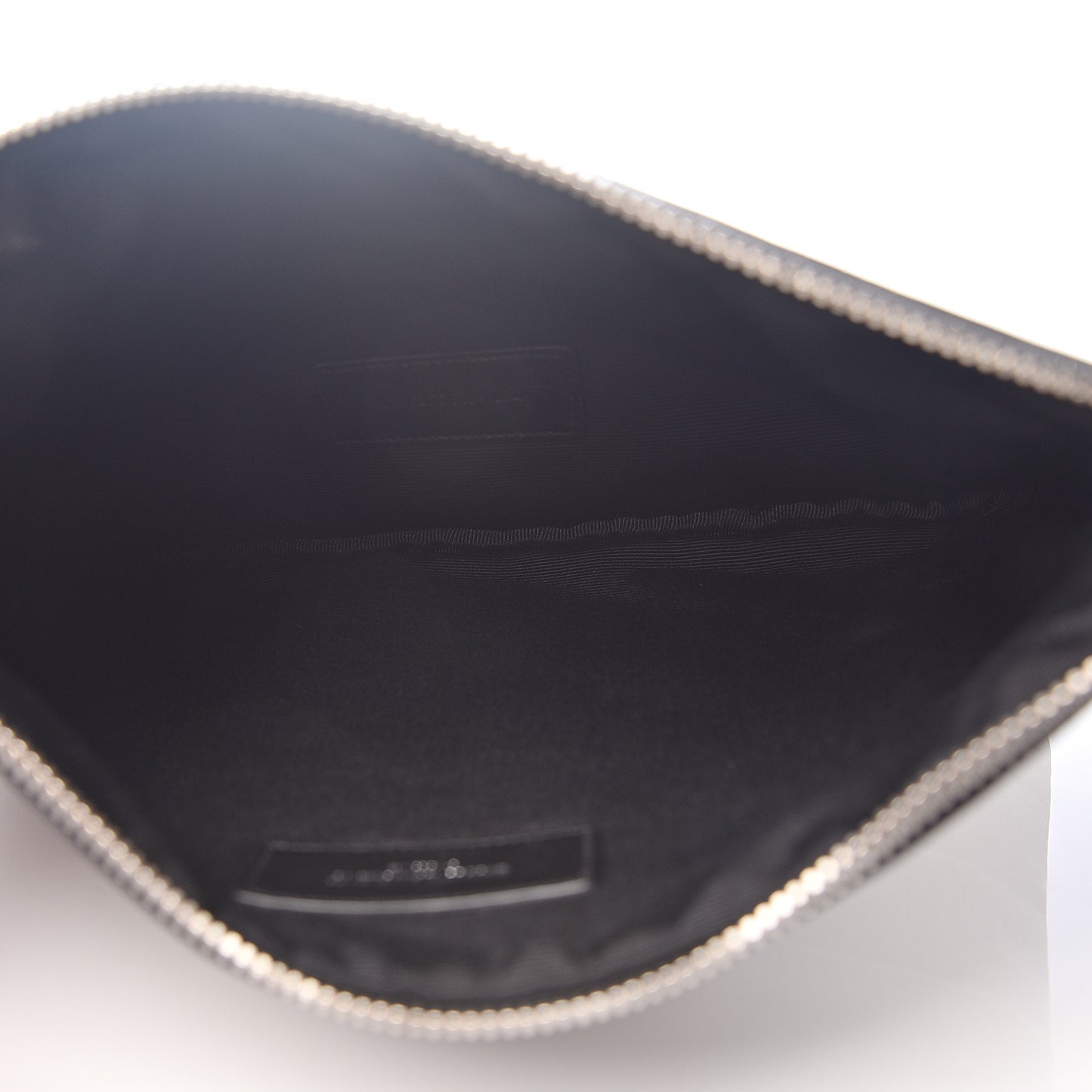 Calfskin Crocodile Embossed Monogram Zip Pouch Black