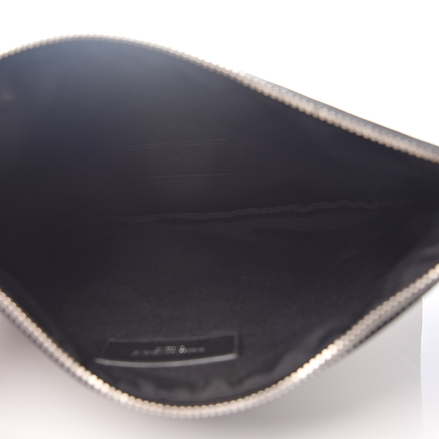 Saint Laurent Calfskin Crocodile Embossed Monogram Zip Pouch Black 4 of 7