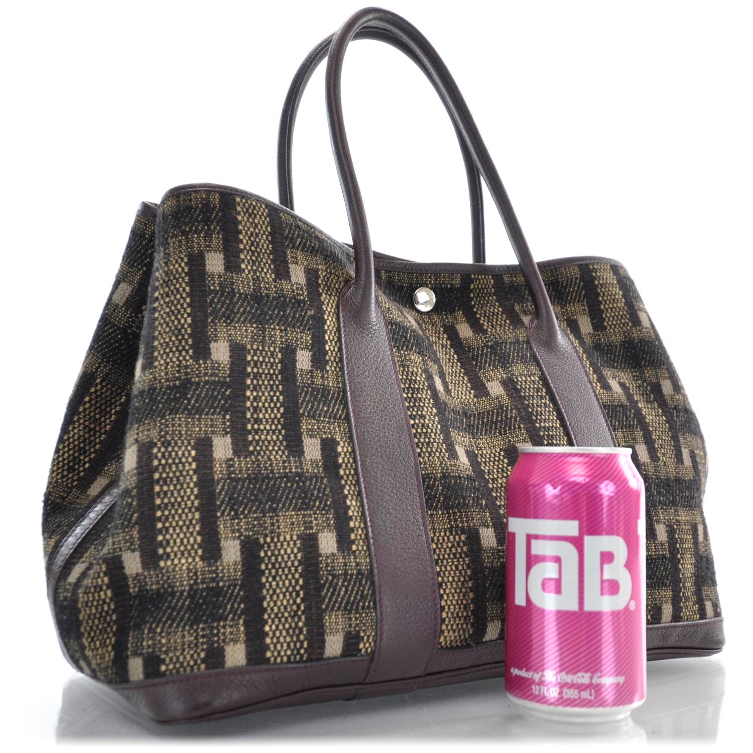 Hermes Toile Leather Garden Party Tote Prune 3 of 8