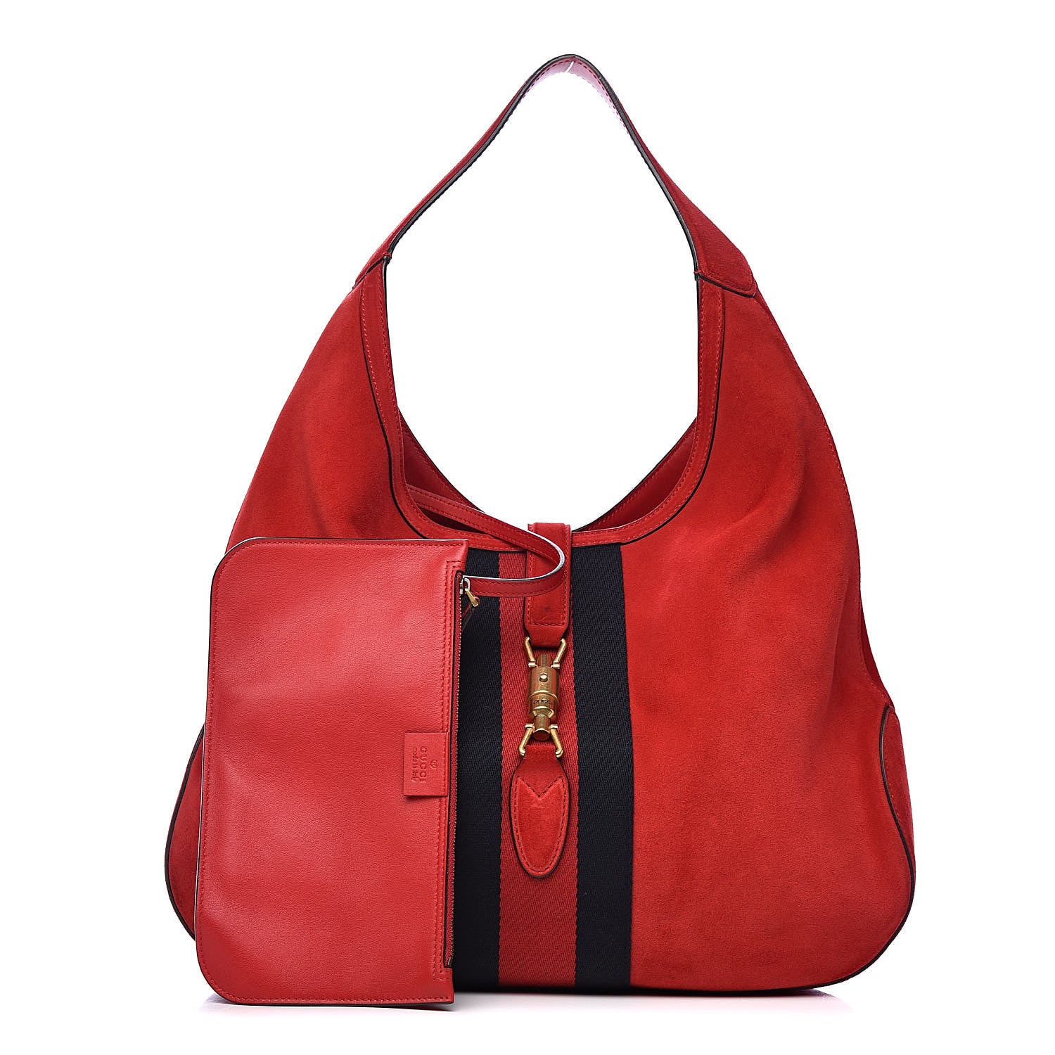 Gucci Soft Suede Web Large Jackie Hobo Red 1 of 11
