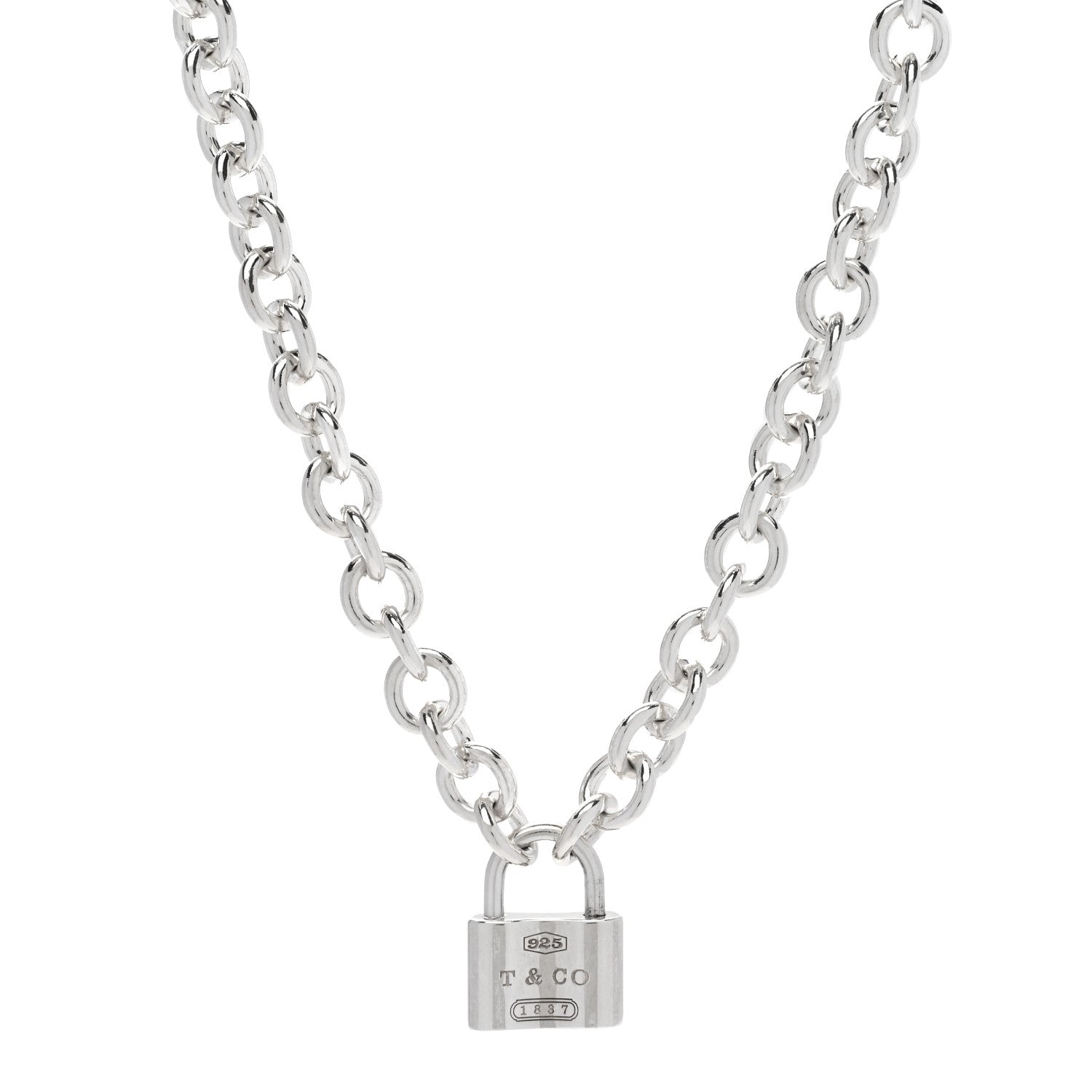 Tiffany Sterling Silver 1837 Lock Charm Necklace 1 of 5