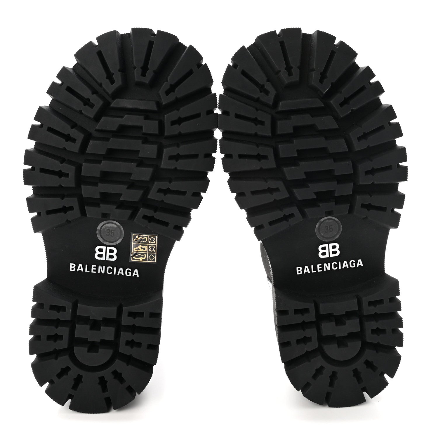 Balenciaga Jive Smooth Calfskin Logo Embossed Womens Tractor 20mm