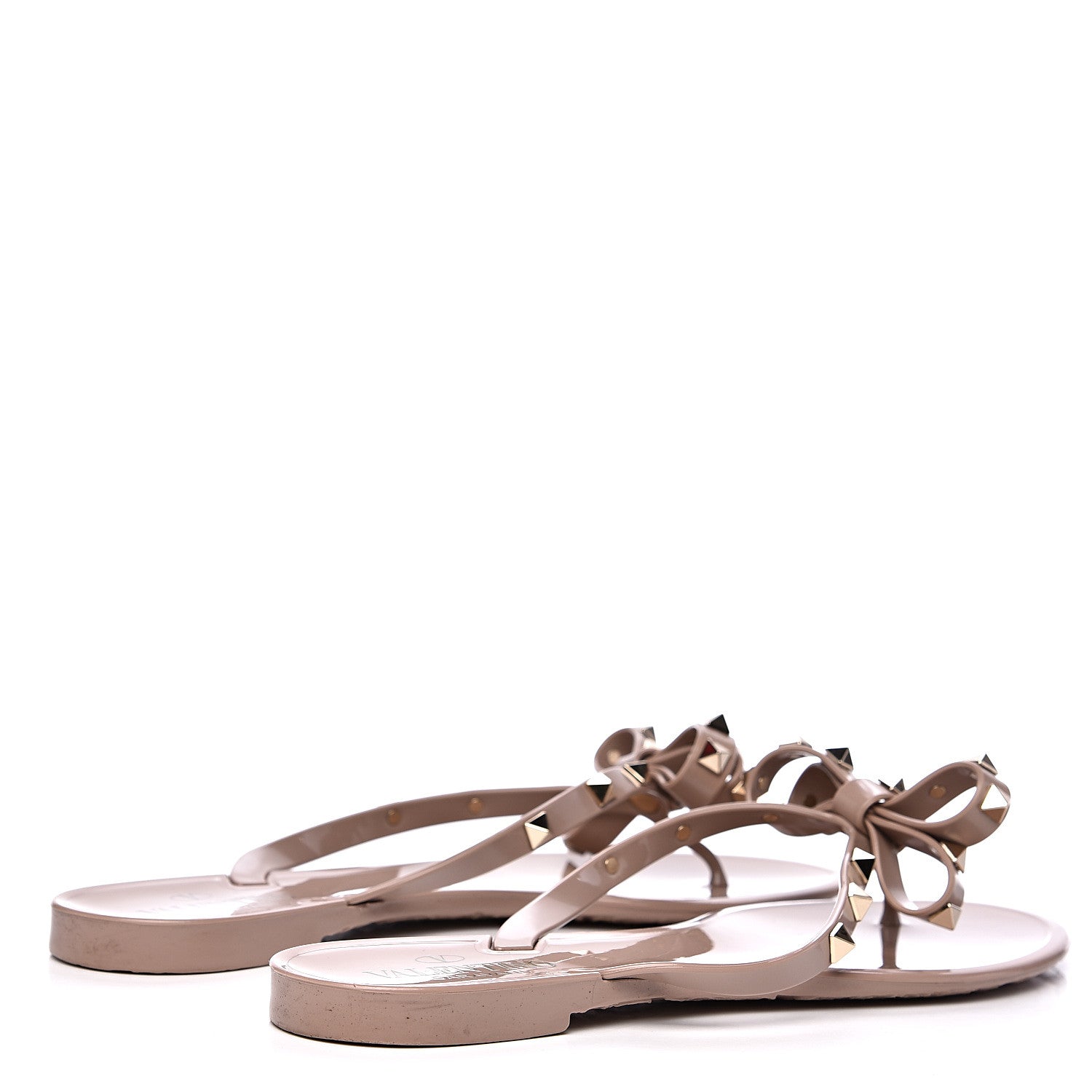 Valentino Garavani PVC Jelly Rockstud Bow Thong Sandals 40 Poudre 4 of 8