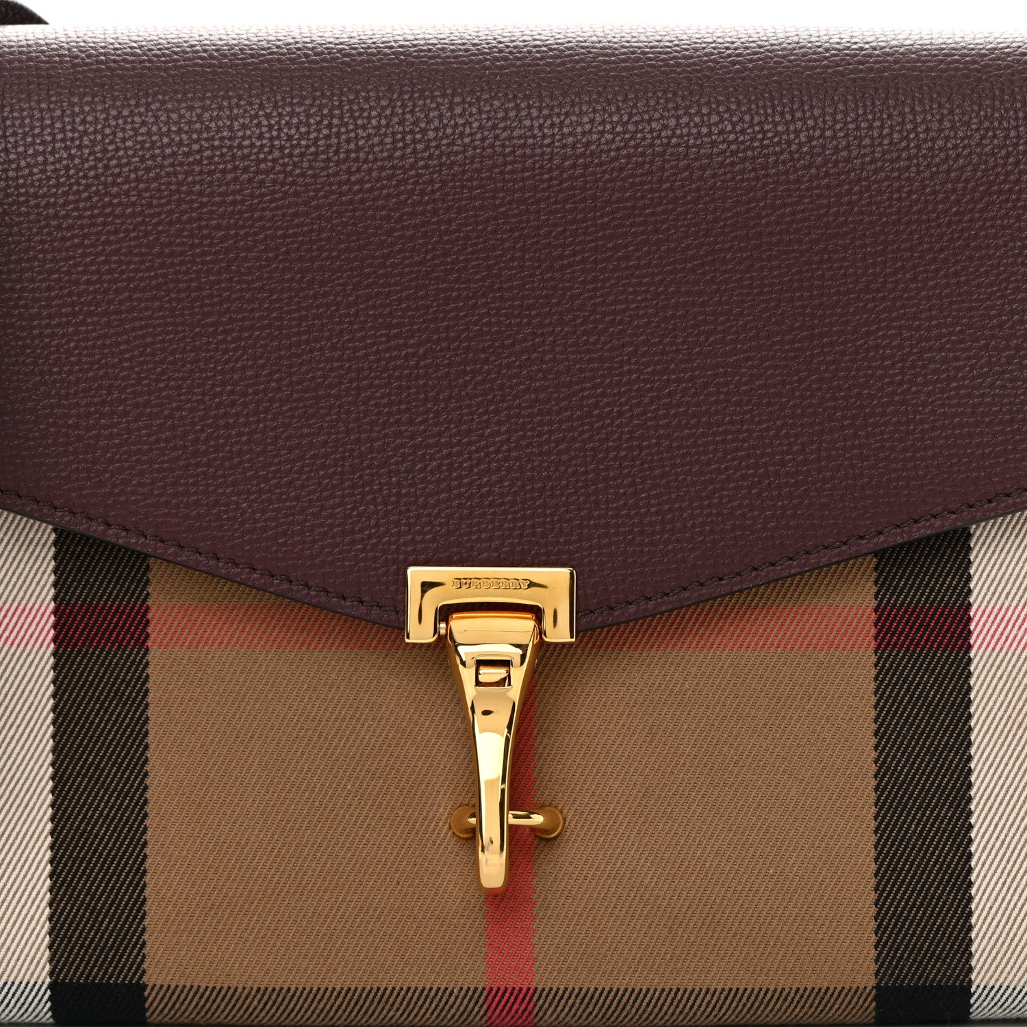 Burberry Derby Calfskin House Check Small Macken Crossbody Bag Mahogany Red 9 of 12