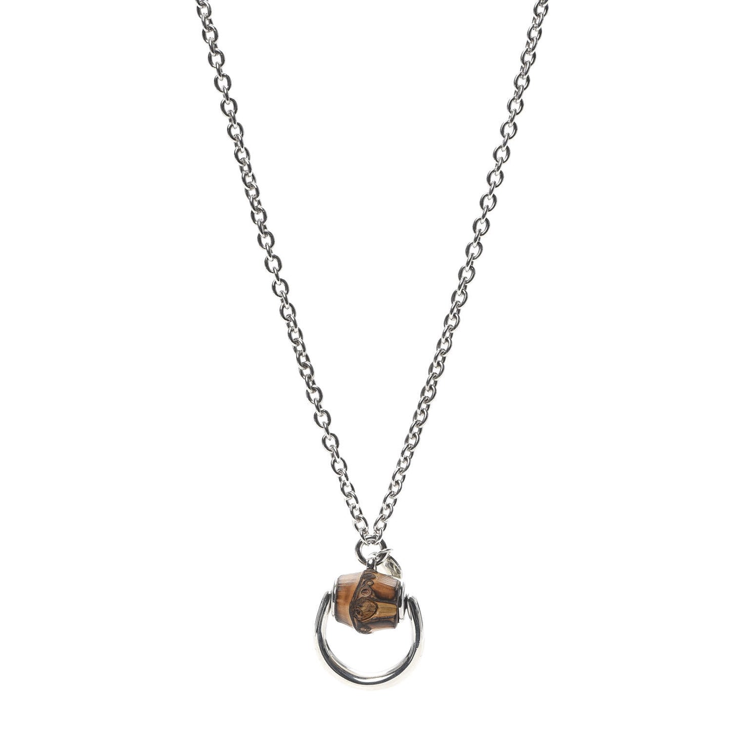 Sterling Silver Bamboo Horsebit Pendant Necklace