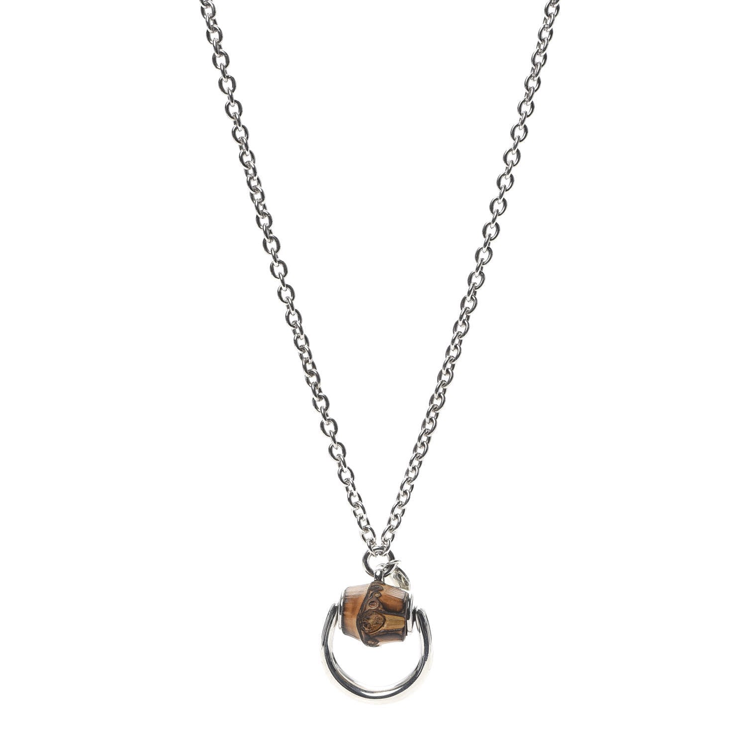 Gucci Sterling Silver Bamboo Horsebit Pendant Necklace 1 of 6