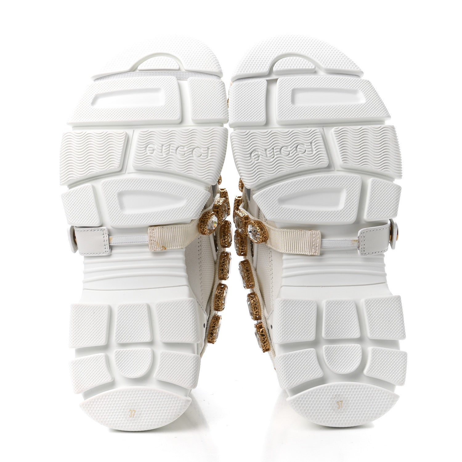 Gucci X SEGA Mesh Calfskin Suede Removable Crystals Womens Flashtrek Sneakers 37 Great White 4 of 4