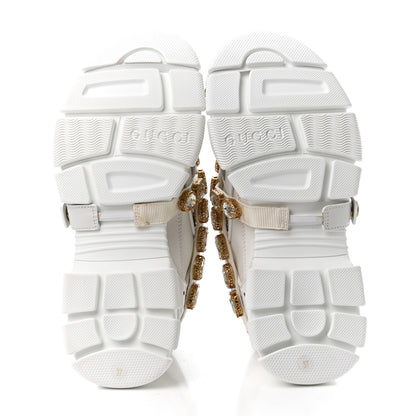 Gucci X SEGA Mesh Calfskin Suede Removable Crystals Womens Flashtrek Sneakers 37 Great White 4 of 4