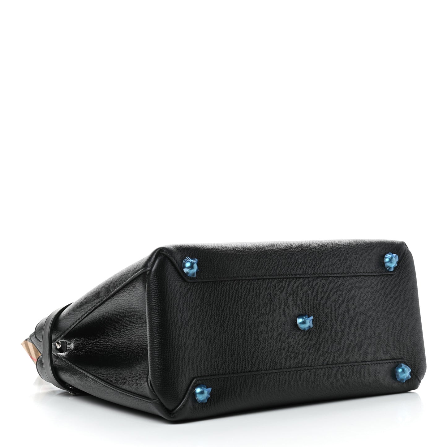 Grainy Calfskin House Check Medium Banner Tote Black
