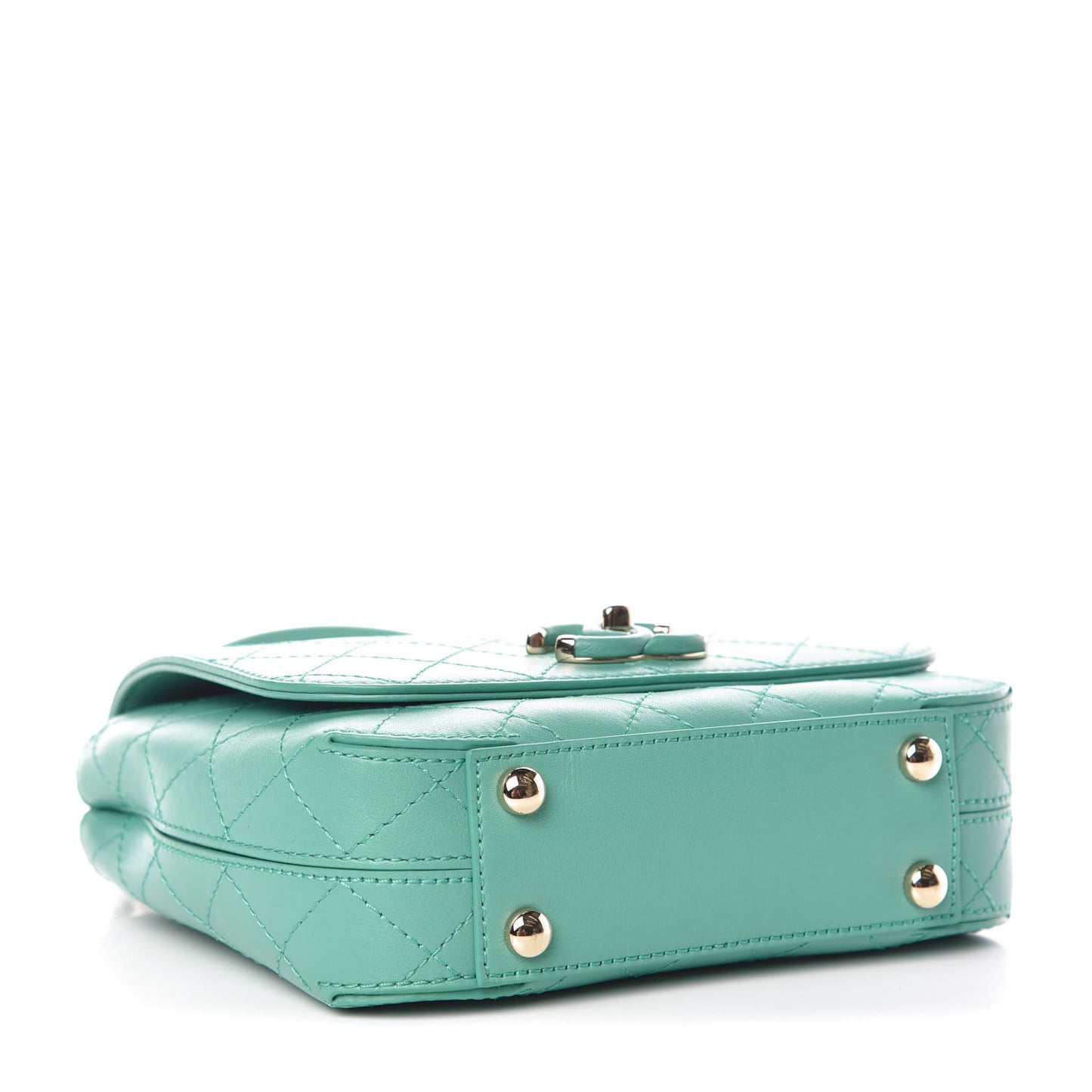 Calfskin Stitched Small Covered CC Flap Bag Green