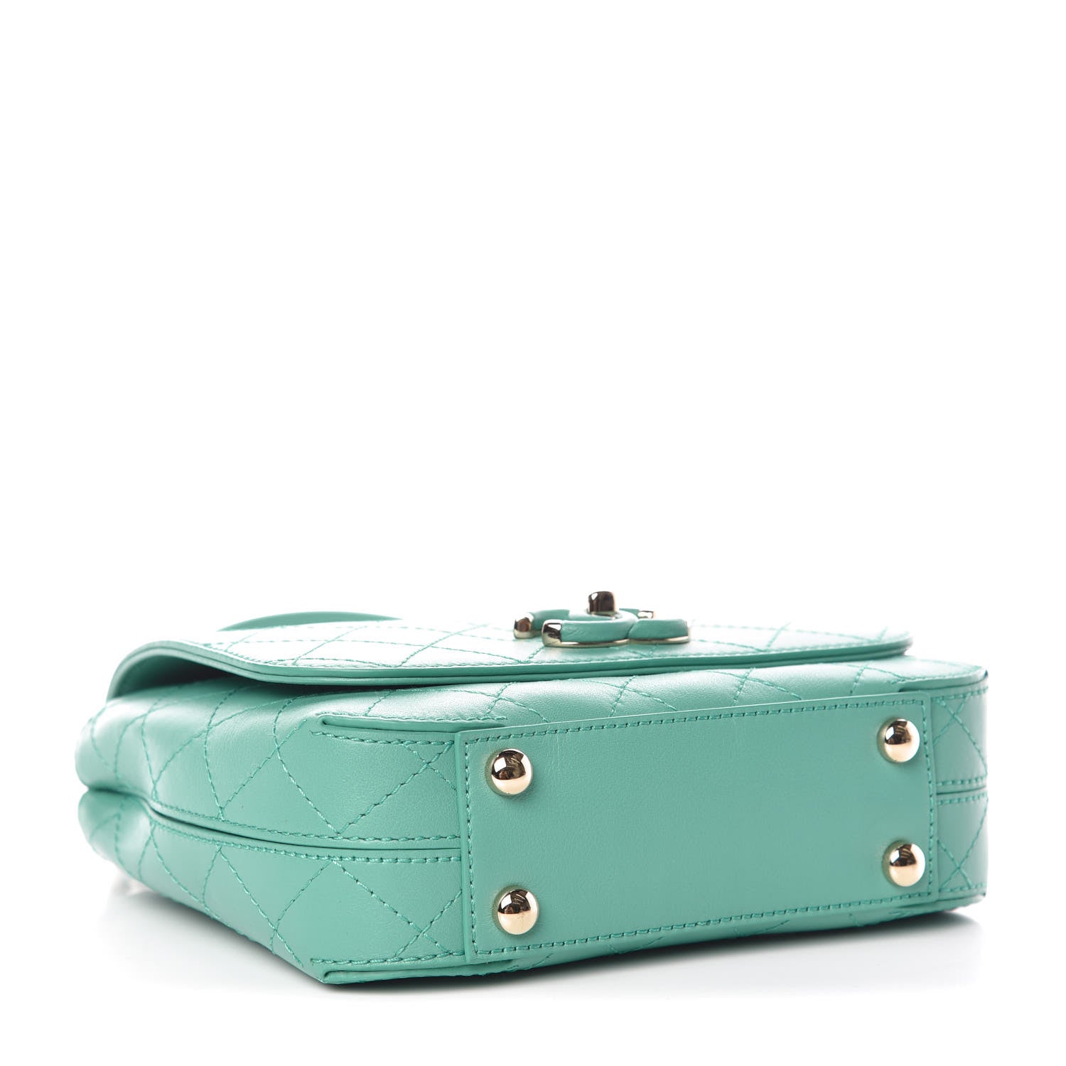 Chanel Calfskin Stitched Small Covered CC Flap Bag Green 4 of 9