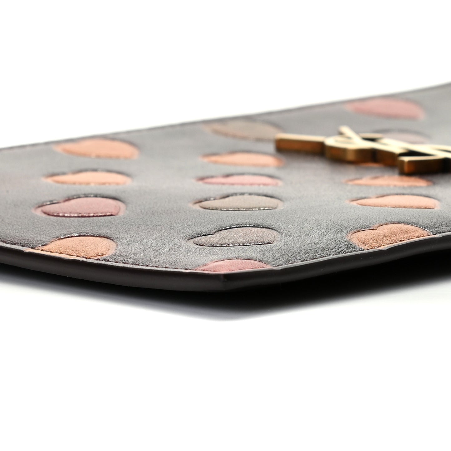 Lambskin Heart Embossed Monogram Bill Pouch Vintage Cognac
