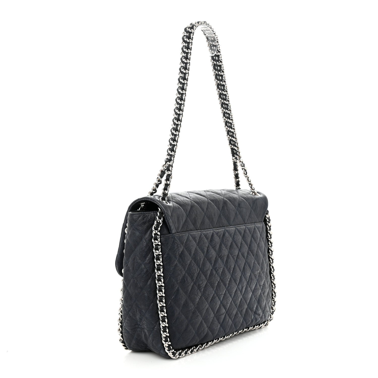 Chanel Washed Lambskin Quilted Maxi Chain Around Flap Black 3 of 10