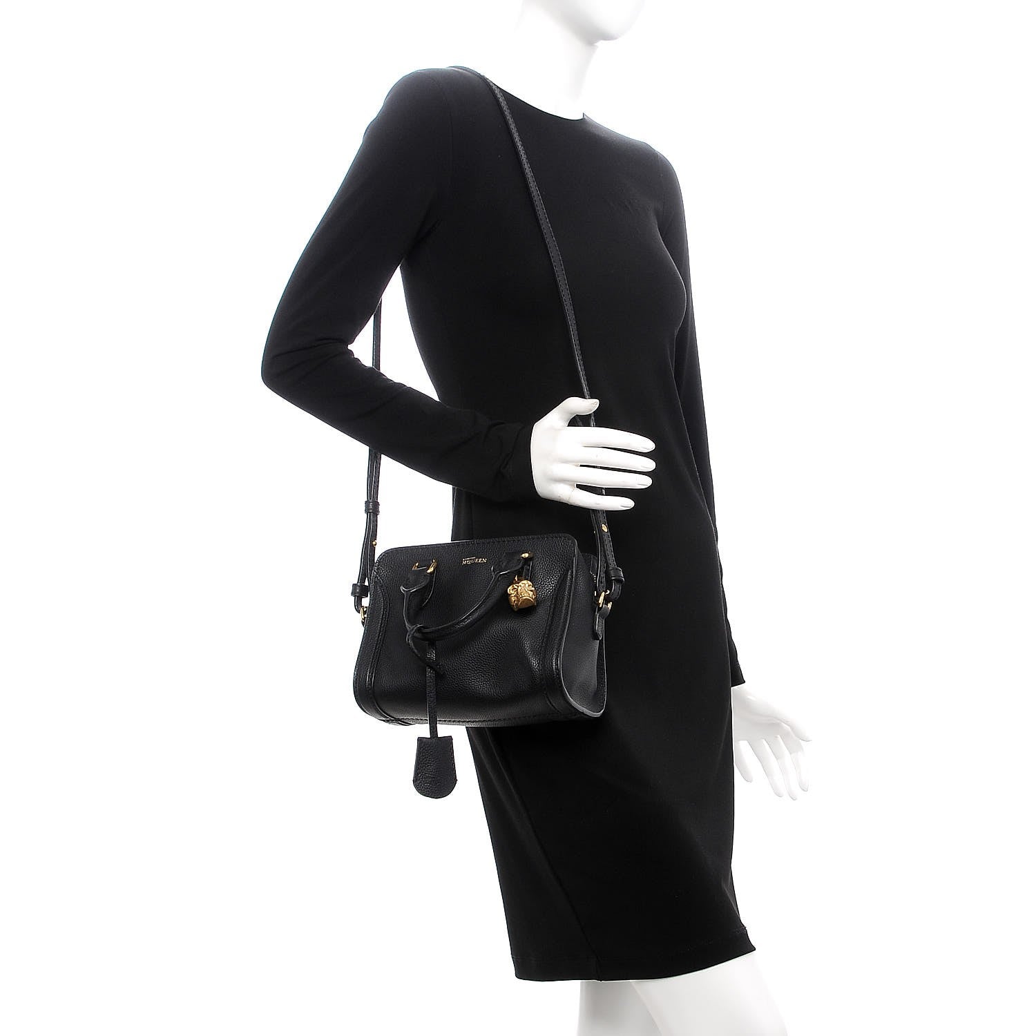 Alexander McQueen Pebbled Calfskin Mini Padlock Tote Black 2 of 9