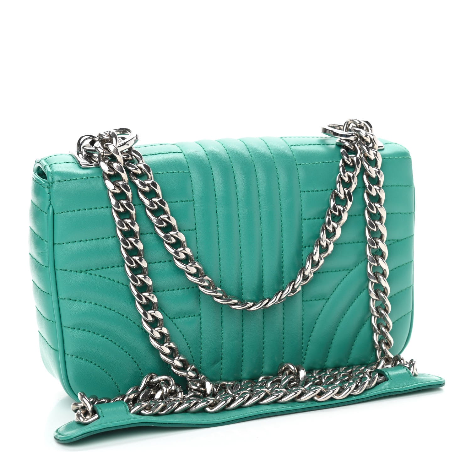 Prada Soft Calfskin Impunture Diagramme Small Chain Flap Shoulder Bag Giada 3 of 11
