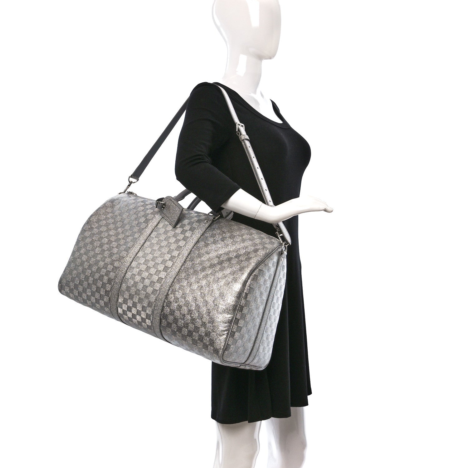 Louis Vuitton Damier Glitter Keepall Bandouliere 50 Silver 2 of 9