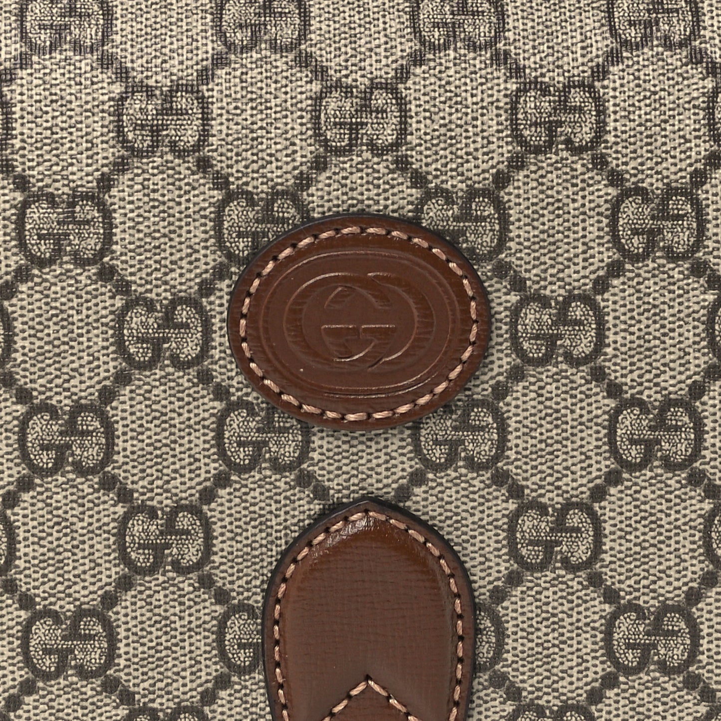 GG Supreme Monogram Azalea Calfskin Mini Retro Interlocking G Flap Shoulder Bag Beige Ebony Brown Sugar