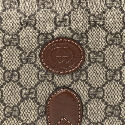 Gucci GG Supreme Monogram Azalea Calfskin Mini Retro Interlocking G Flap Shoulder Bag Beige Ebony Brown Sugar 8 of 10