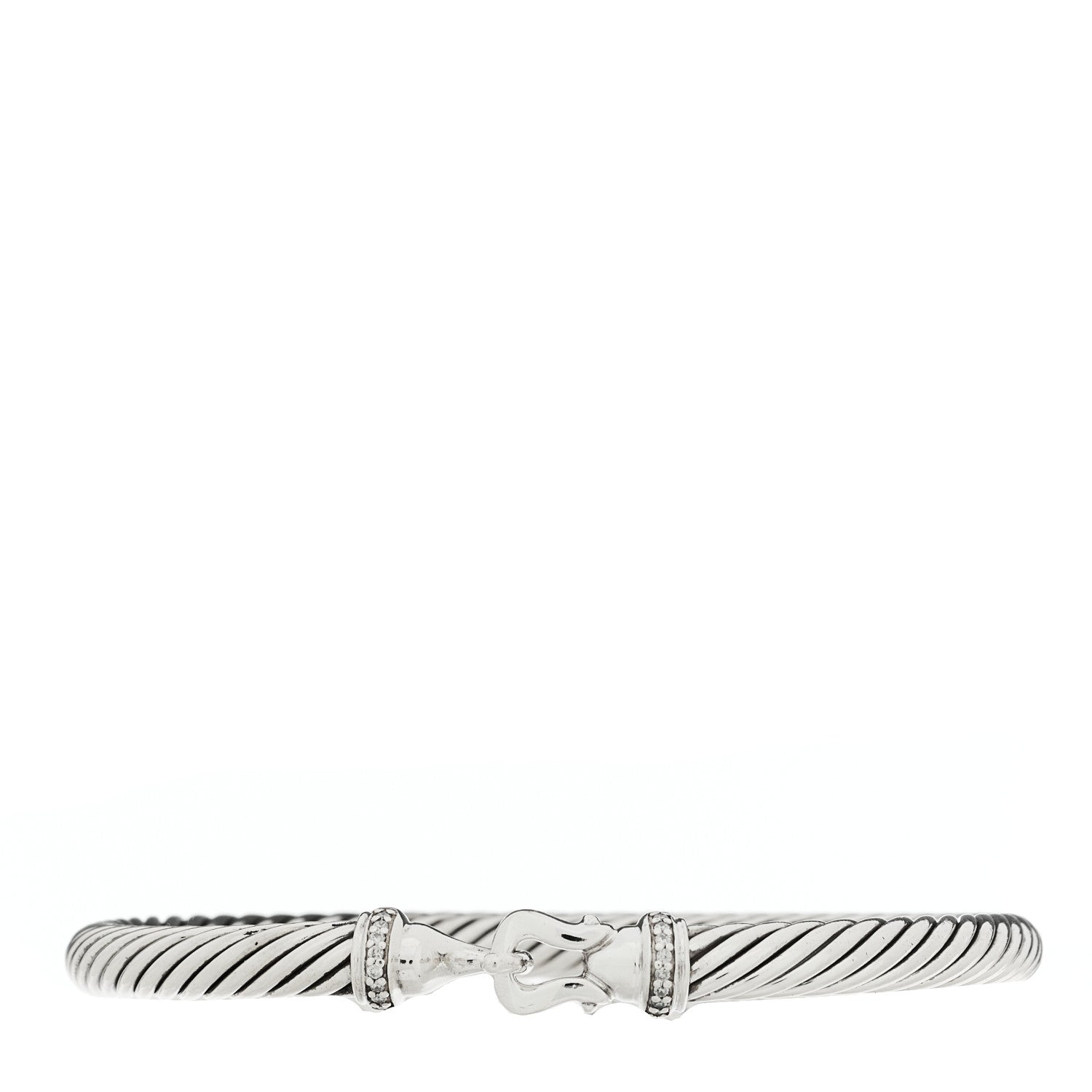 David Yurman Sterling Silver Diamond 5mm Cable Buckle Bracelet 1 of 3