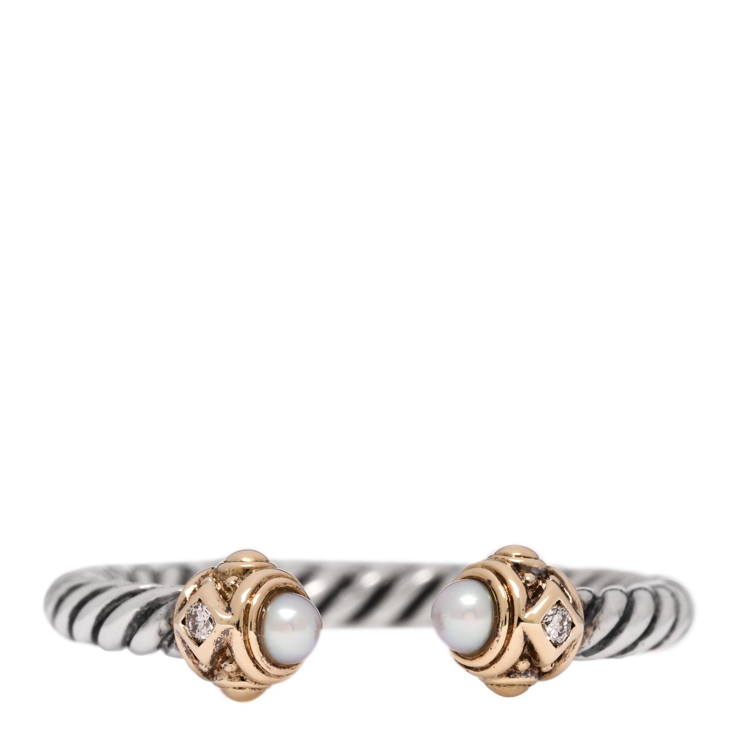 David Yurman Sterling Silver 14K Yellow Gold Diamond Freshwater Cultured Pearl Renaissance Ring 49 5 1 of 5