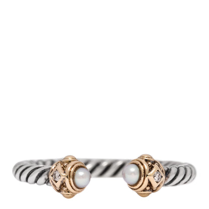 David Yurman Sterling Silver 14K Yellow Gold Diamond Freshwater Cultured Pearl Renaissance Ring 49 5 1 of 5