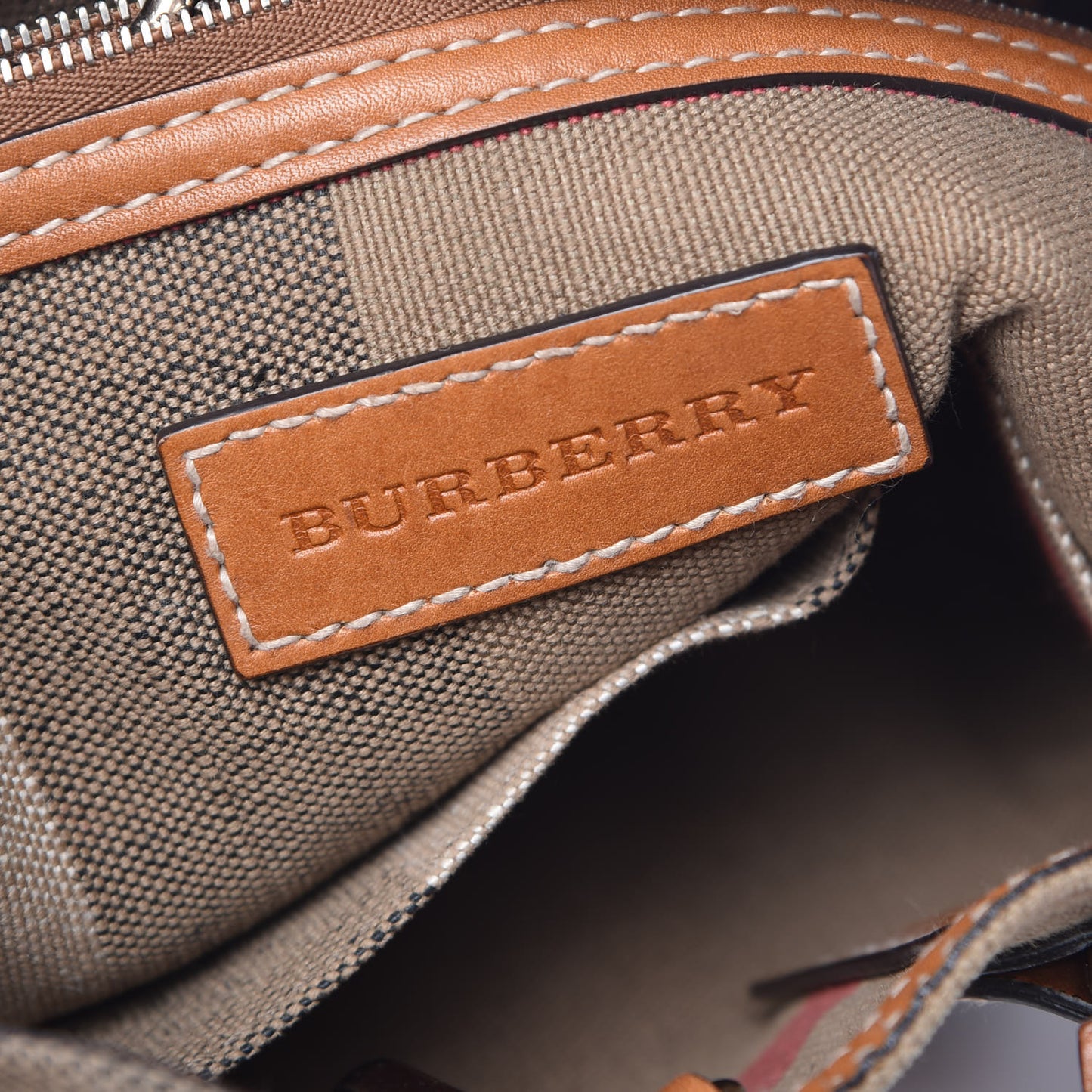 Canvas Mega Check Medium Tottenham Brit Tote Saddle Brown
