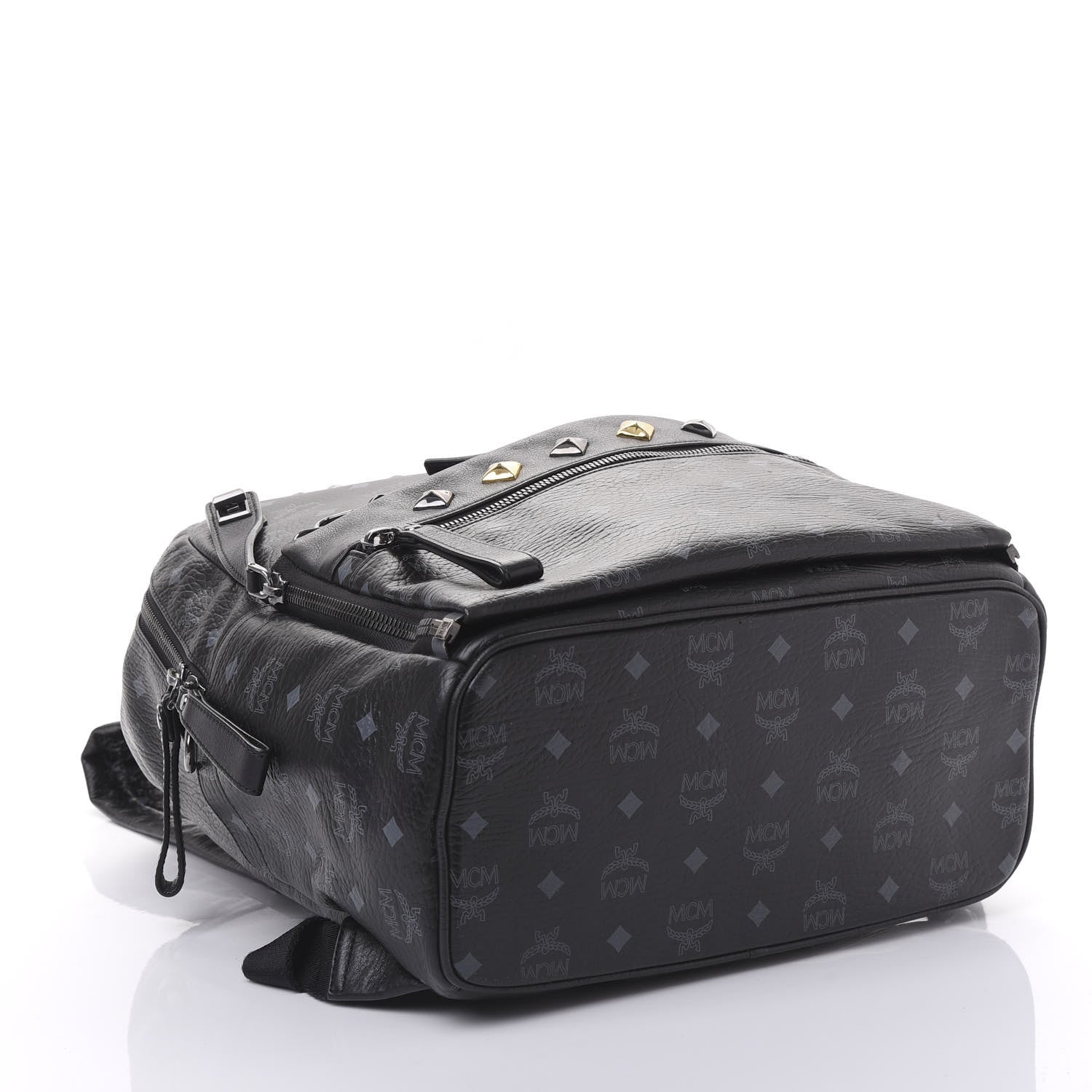 MCM Visetos Medium Studded Dual Stark Backpack Black 3 of 8