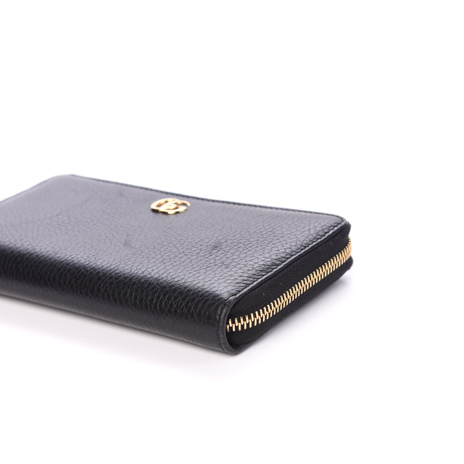 Gucci Dollar Calfskin GG Marmont Zip Around Wallet Black 7 of 9