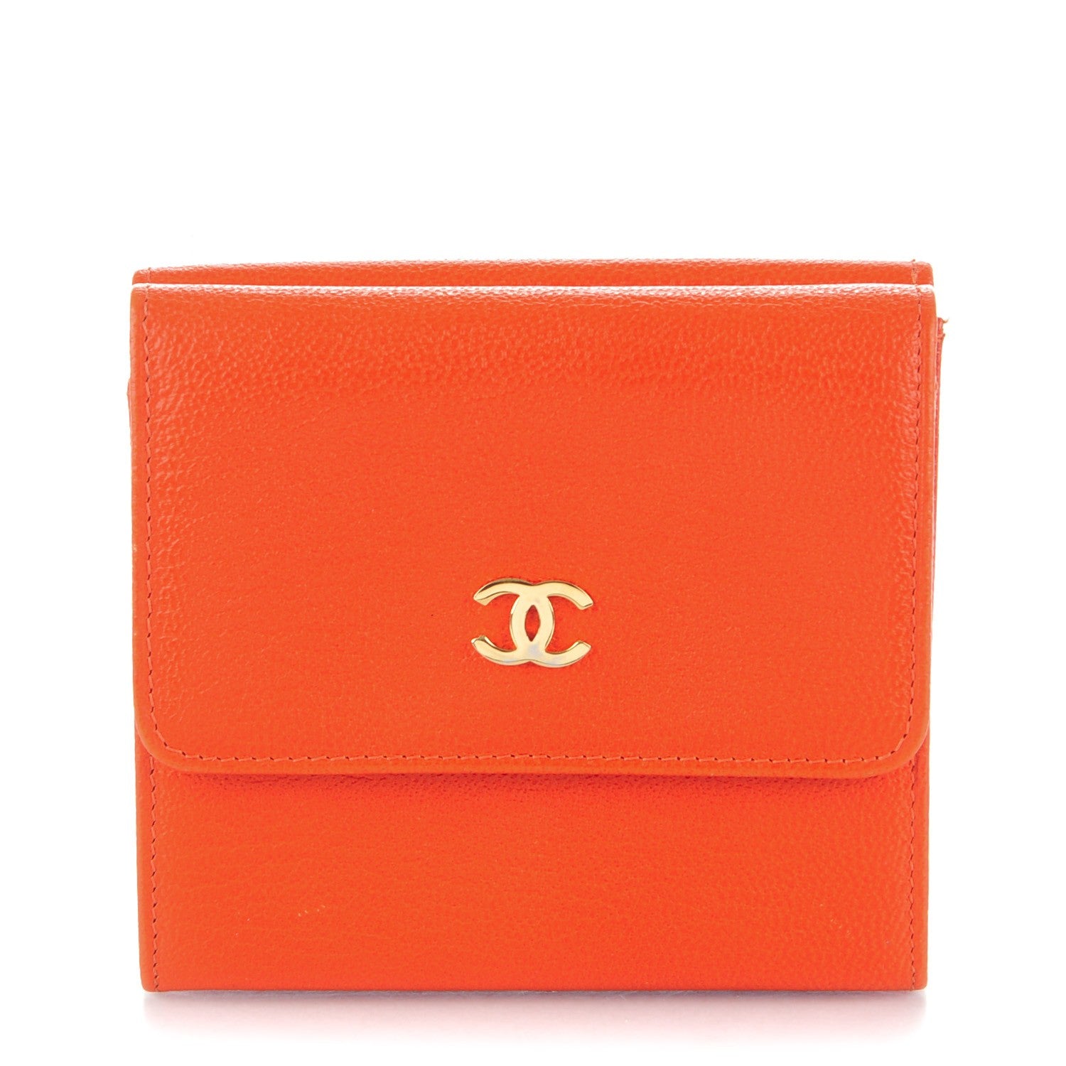 Chanel Goatskin Compact CC Flap Wallet Orange 1 of 9