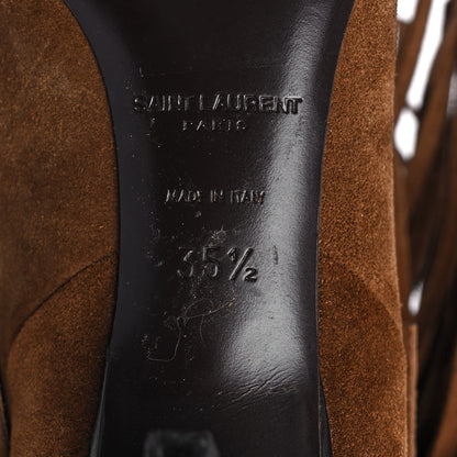 Saint Laurent Suede Fringe Charlotte Ankle Boots 35.5 Tan 6 of 8