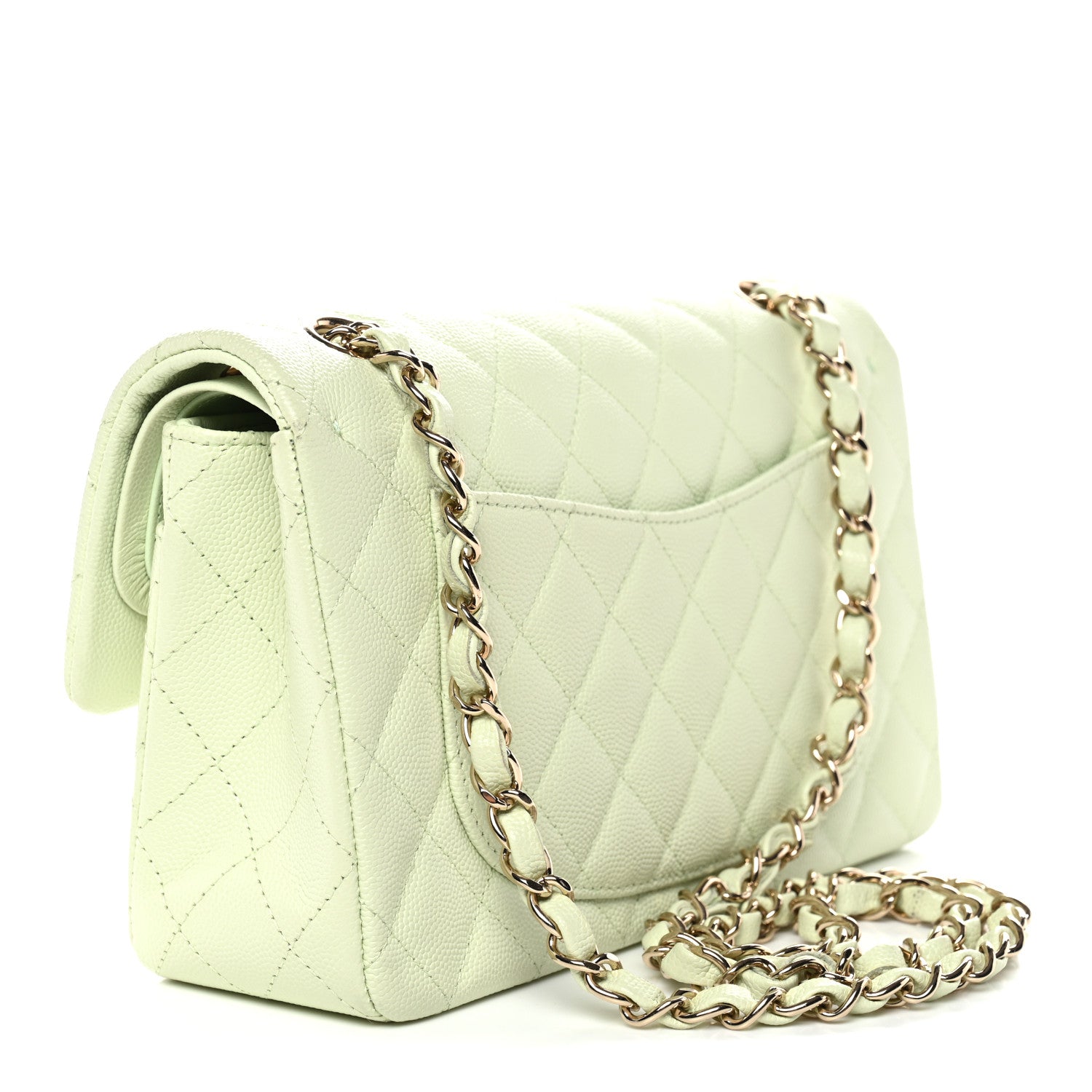 Chanel Caviar Quilted Small Double Flap Light Green 3 of 10