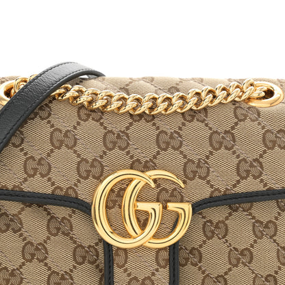 Gucci Monogram Matelasse Diagonal Mini GG Marmont Shoulder Bag Beige Black 8 of 10