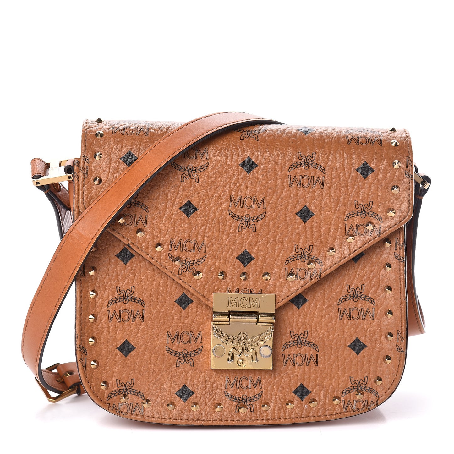 Visetos Studded Small Patricia Crossbody Bag Cognac