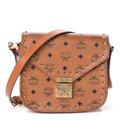 MCM Visetos Studded Small Patricia Crossbody Bag Cognac 1 of 9